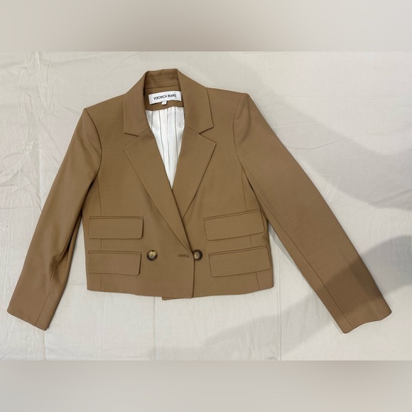 Veronica Beard Tan Cropped Blazer